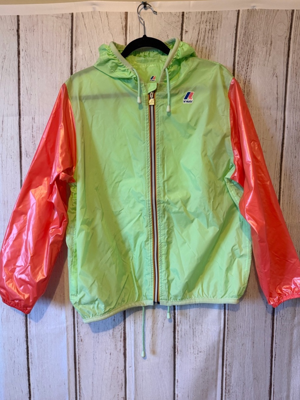 K-Way Le Vrai Claude Colorblock Packable Windbreaker Jacket Size L NWOT